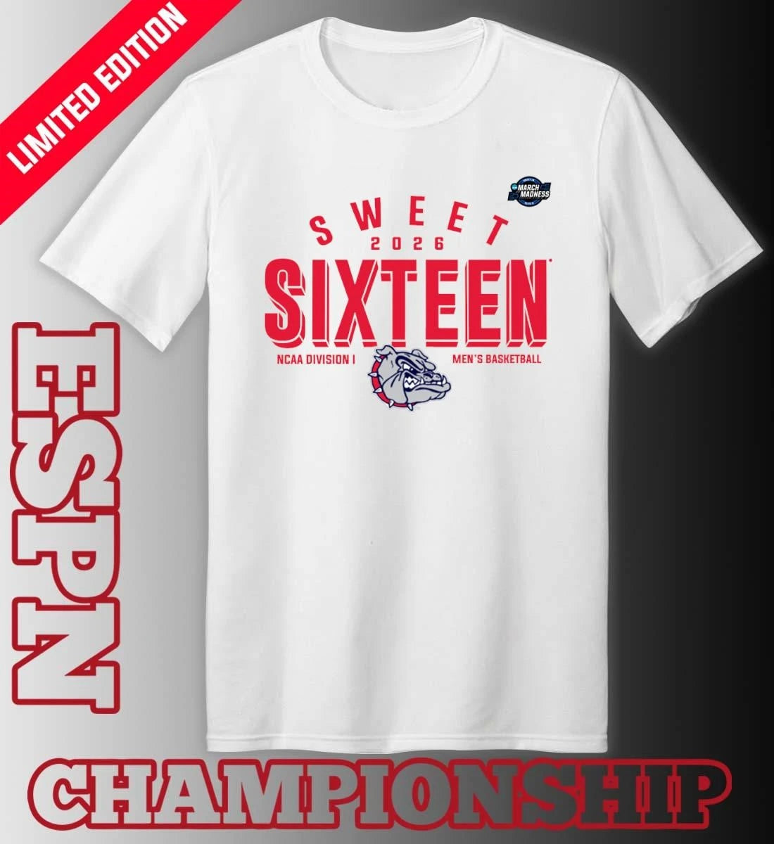 Official Sweet 16 Gonzaga Bulldogs 2026 NCAA Men’s Basketball T-Shirt