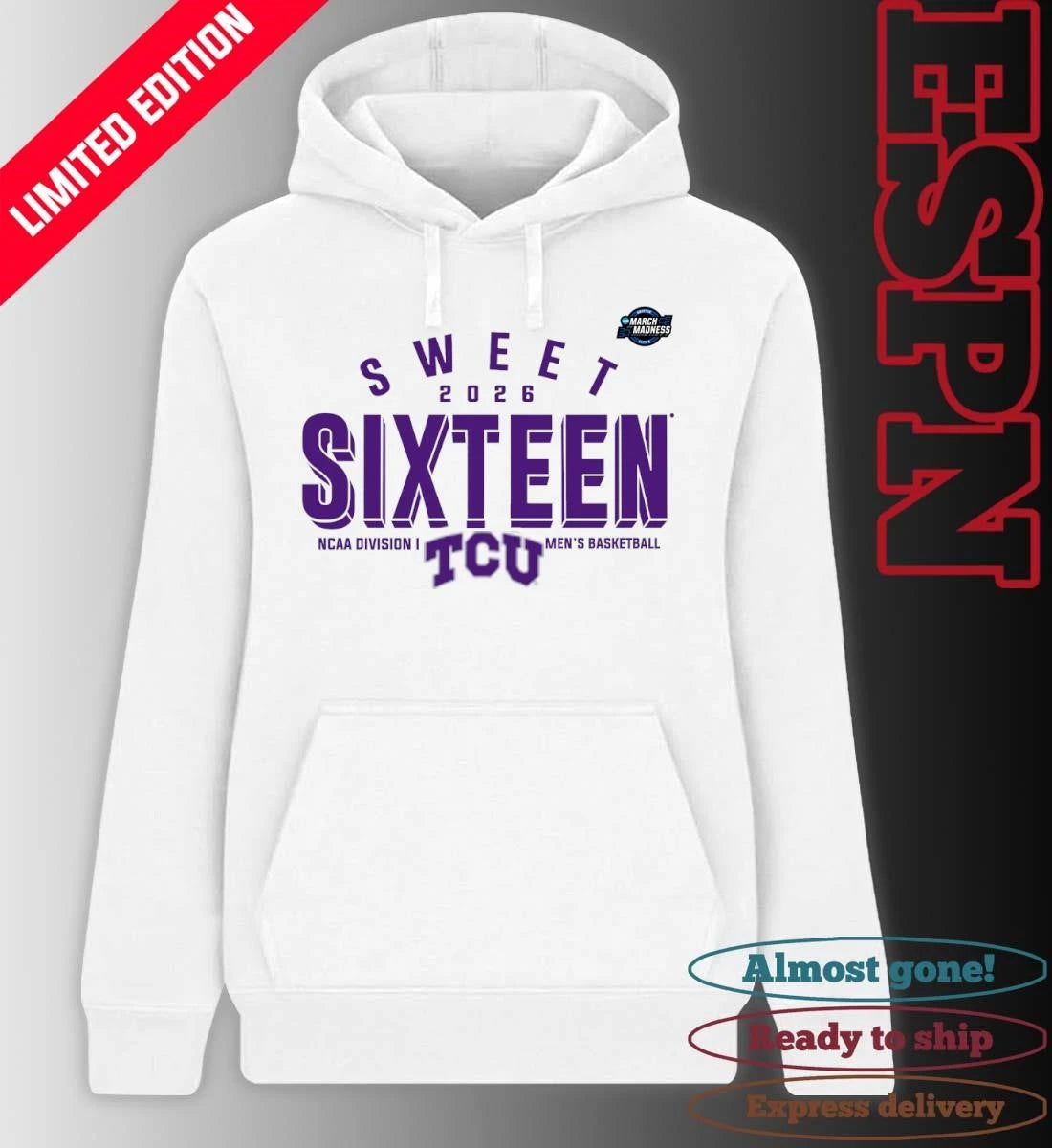 Official Sweet 16 TCU Horned Frogs 2026 NCAA Men’s Basketball T-Shirt