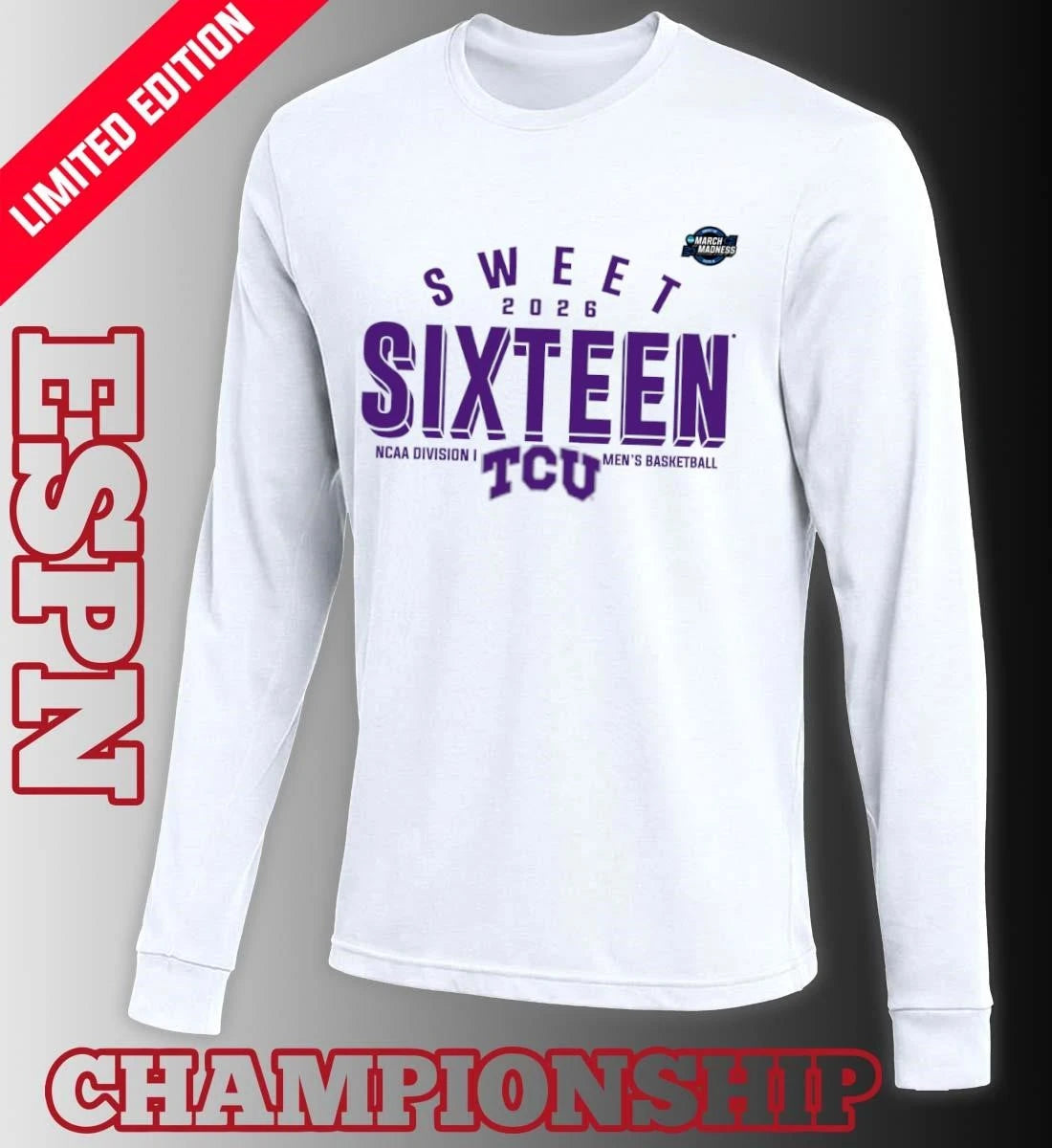 Official Sweet 16 TCU Horned Frogs 2026 NCAA Men’s Basketball T-Shirt