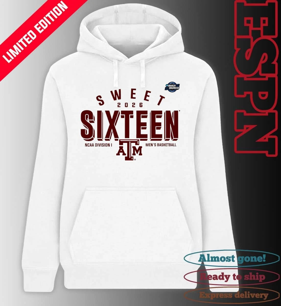 Official Sweet 16 Texas A&amp;M Aggies 2026 NCAA Men’s Basketball T-Shirt