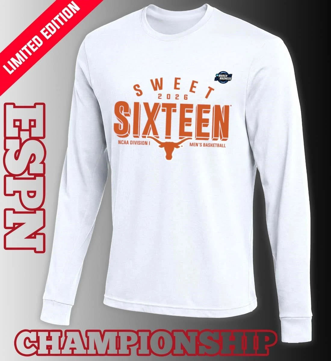 Official Sweet 16 Texas Longhorns 2026 NCAA Men’s Basketball T-Shirt