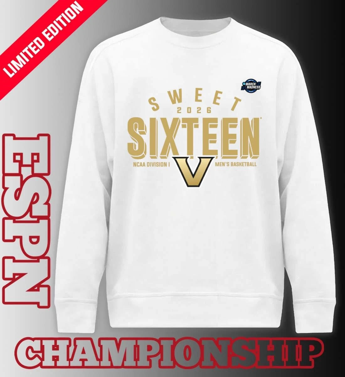 Official Sweet 16 Vanderbilt Commodores 2026 NCAA Men’s Basketball T-Shirt