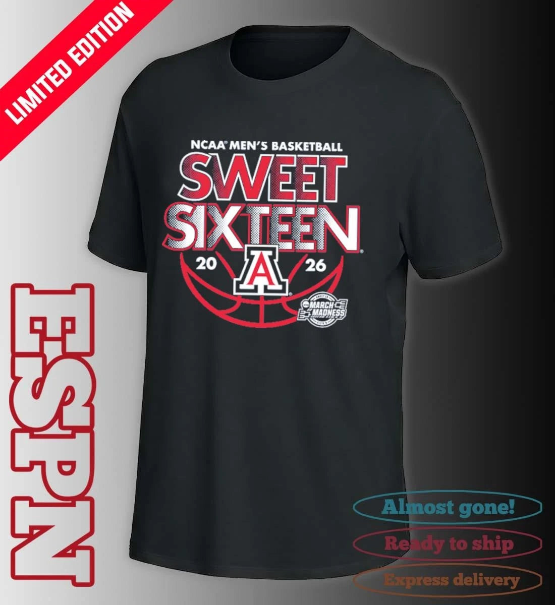 Official Sweet Sixteen 2026 Arizona Men’s Basketball Shirt