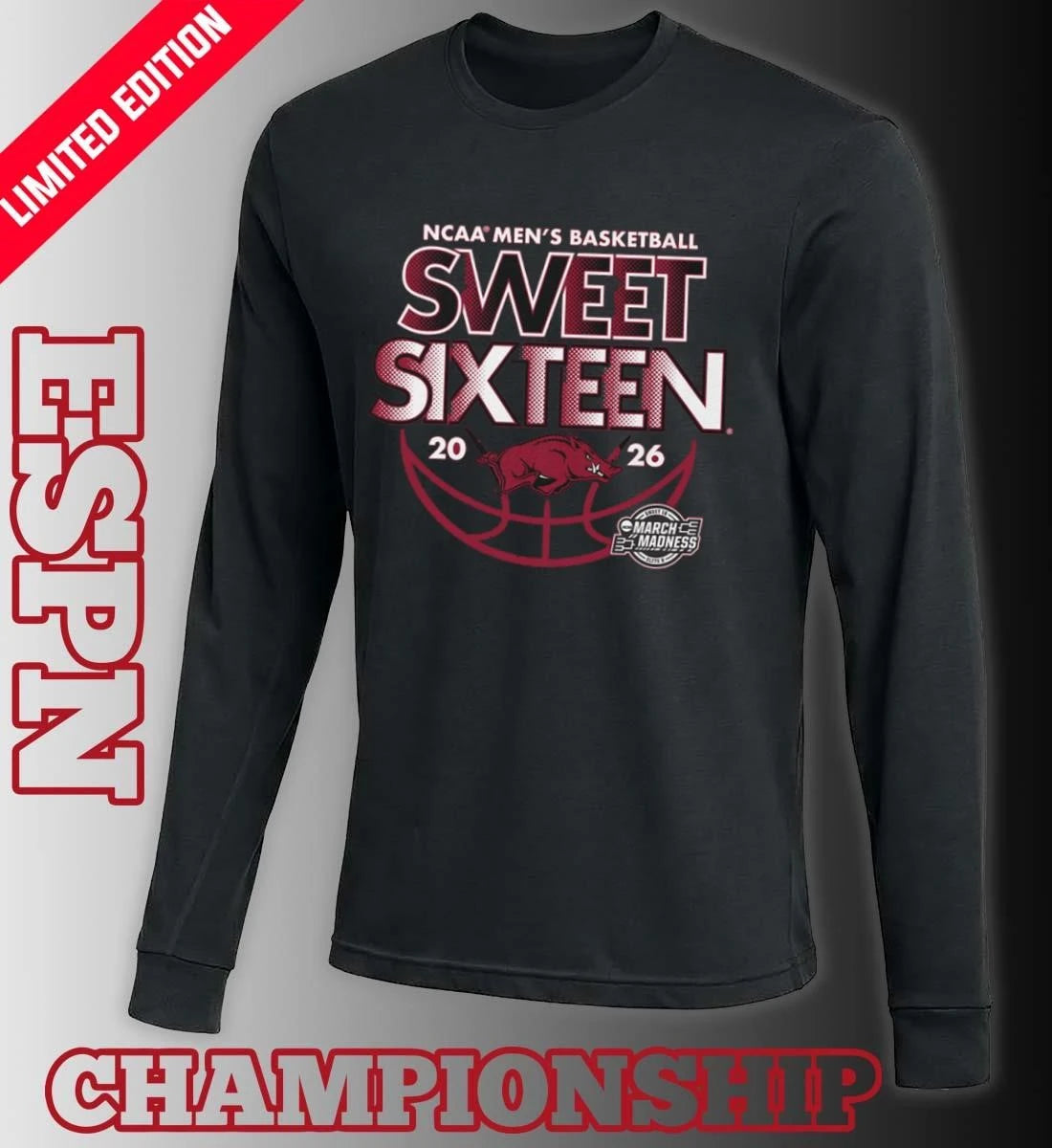 Official Sweet Sixteen 2026 Arkansas NCAA Men’s Basketball Shirt