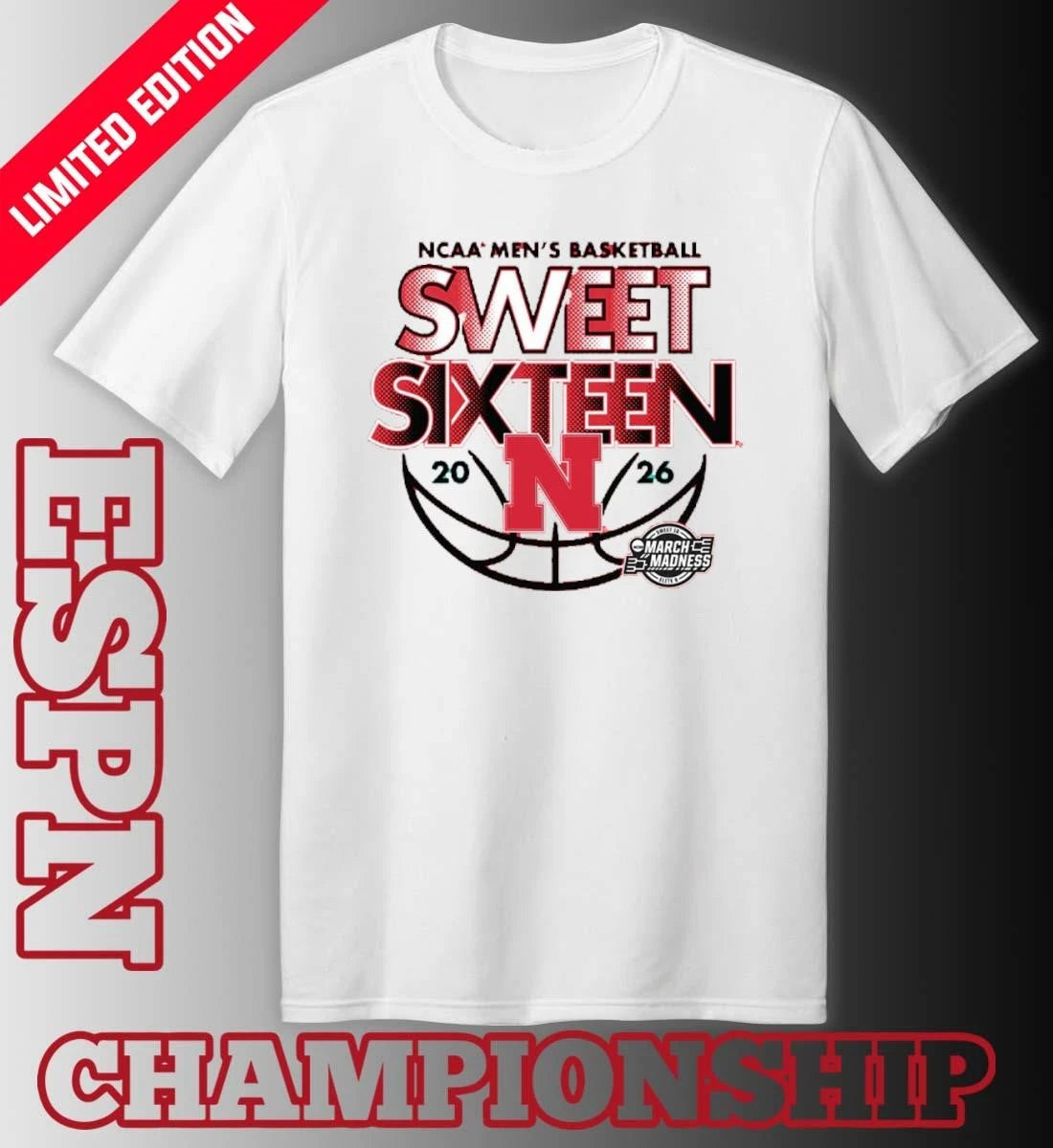 Official Sweet Sixteen 2026 Nebraska Men’s Basketball Shirt