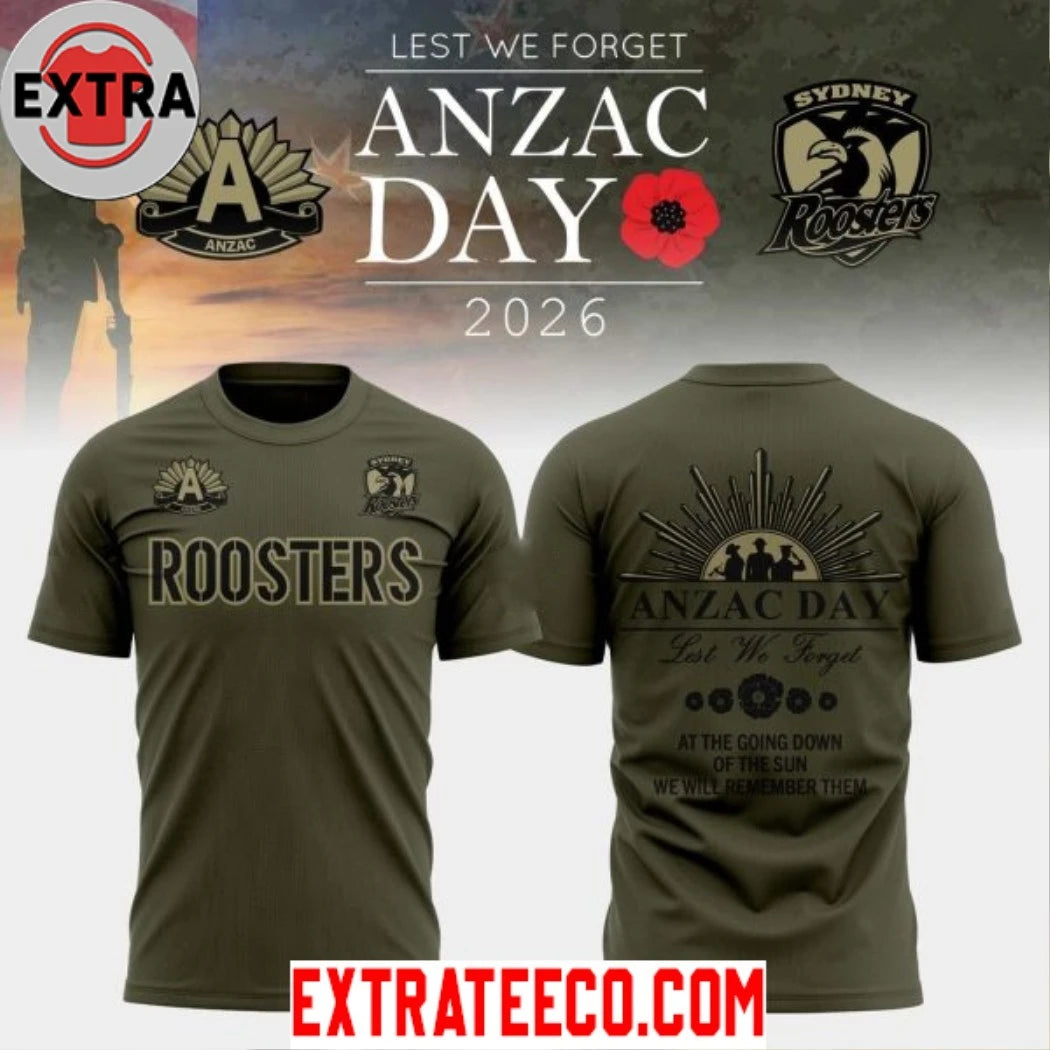 Official Sydney Roosters Anzac Day 2026 Logo Two Sided Shirt