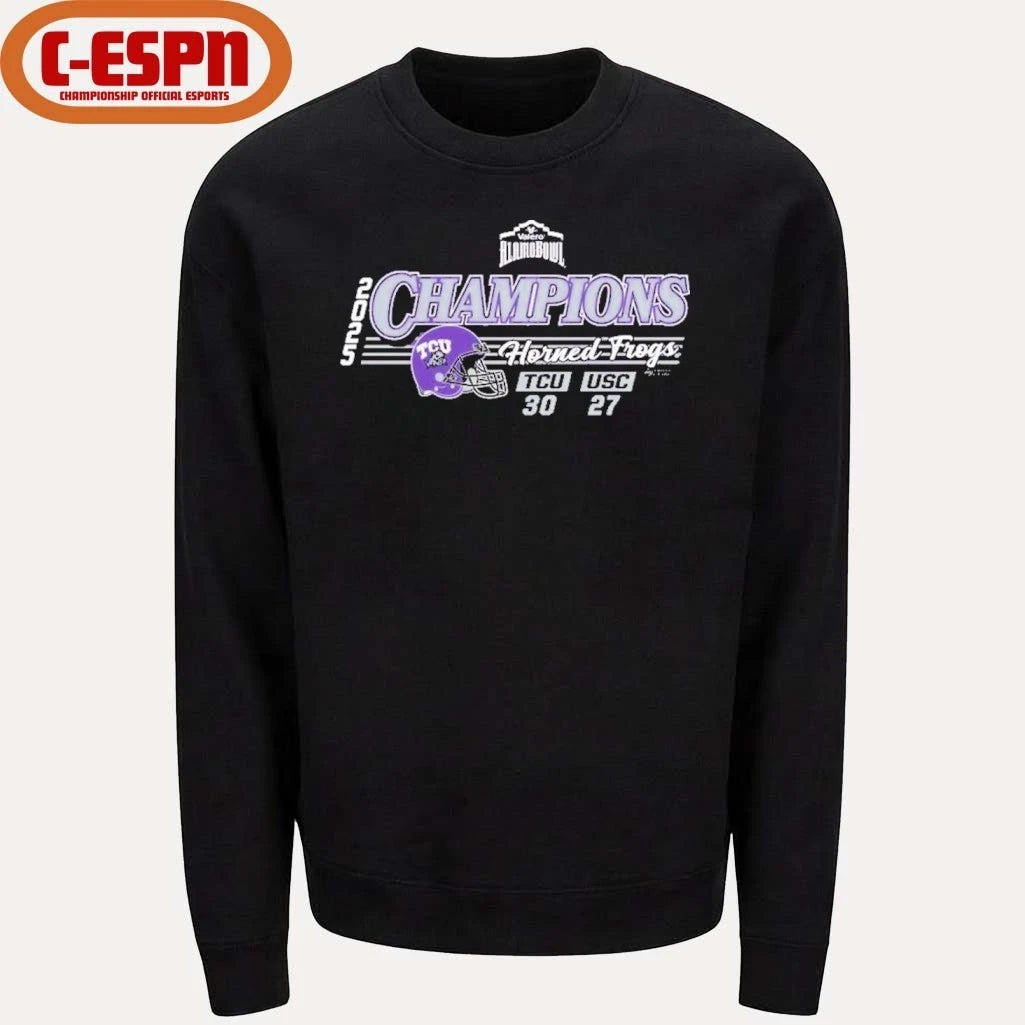 Official TCU Horned Frogs 2025 Valero Alamo Bowl Champions Score Shirt