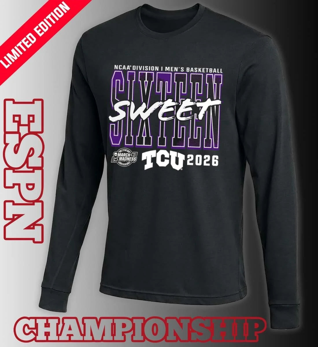 Official TCU Horned Frogs 2026 NCAA Men’s Basketball Tournament March Madness Sweet 16 T-Shirt