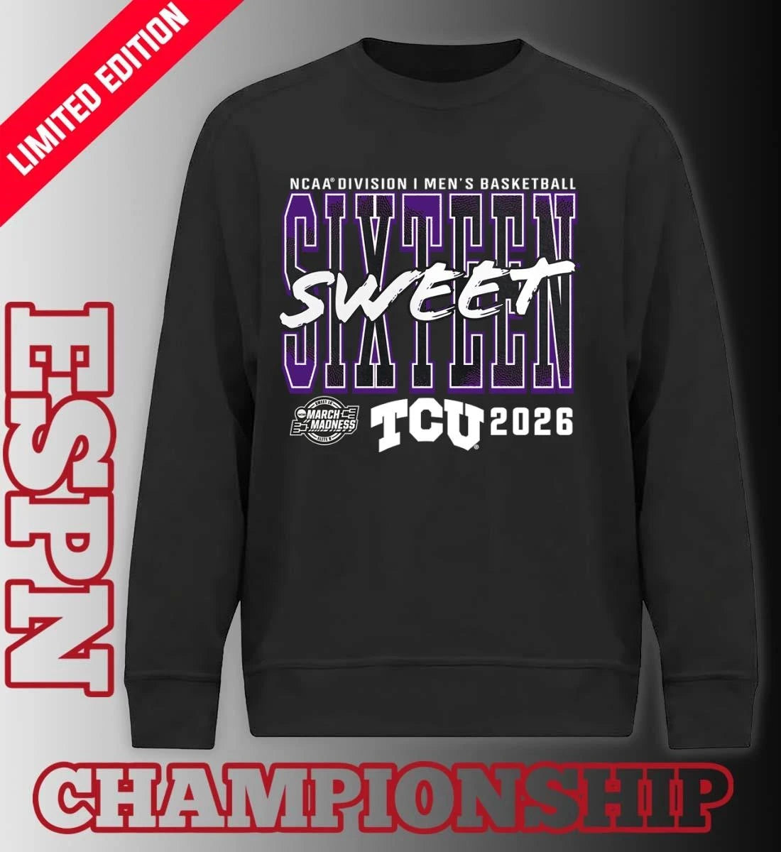 Official TCU Horned Frogs 2026 NCAA Men’s Basketball Tournament March Madness Sweet 16 T-Shirt