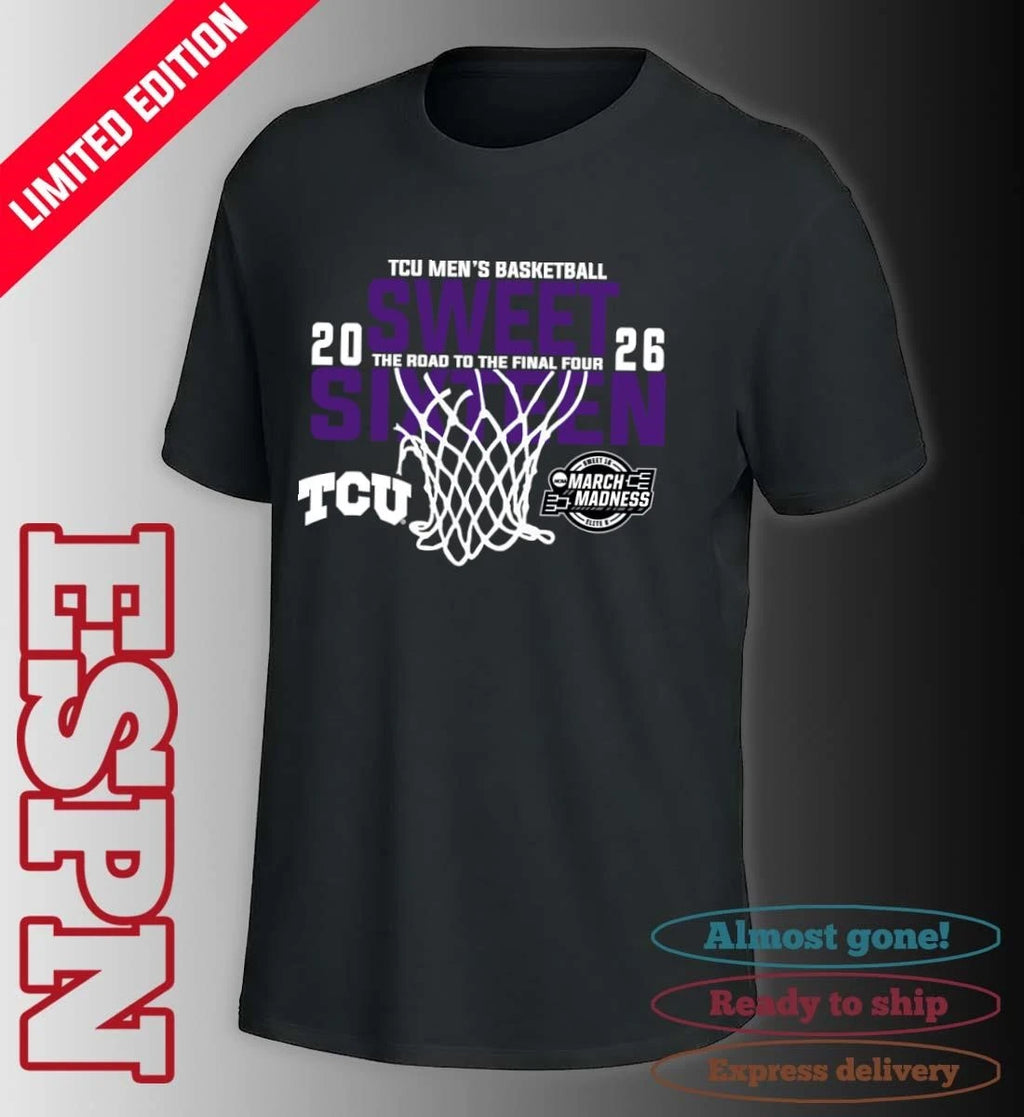 Official TCU Men’s Basketball 2026 Sweet Sixteen The Road To The Final Four Shirt
