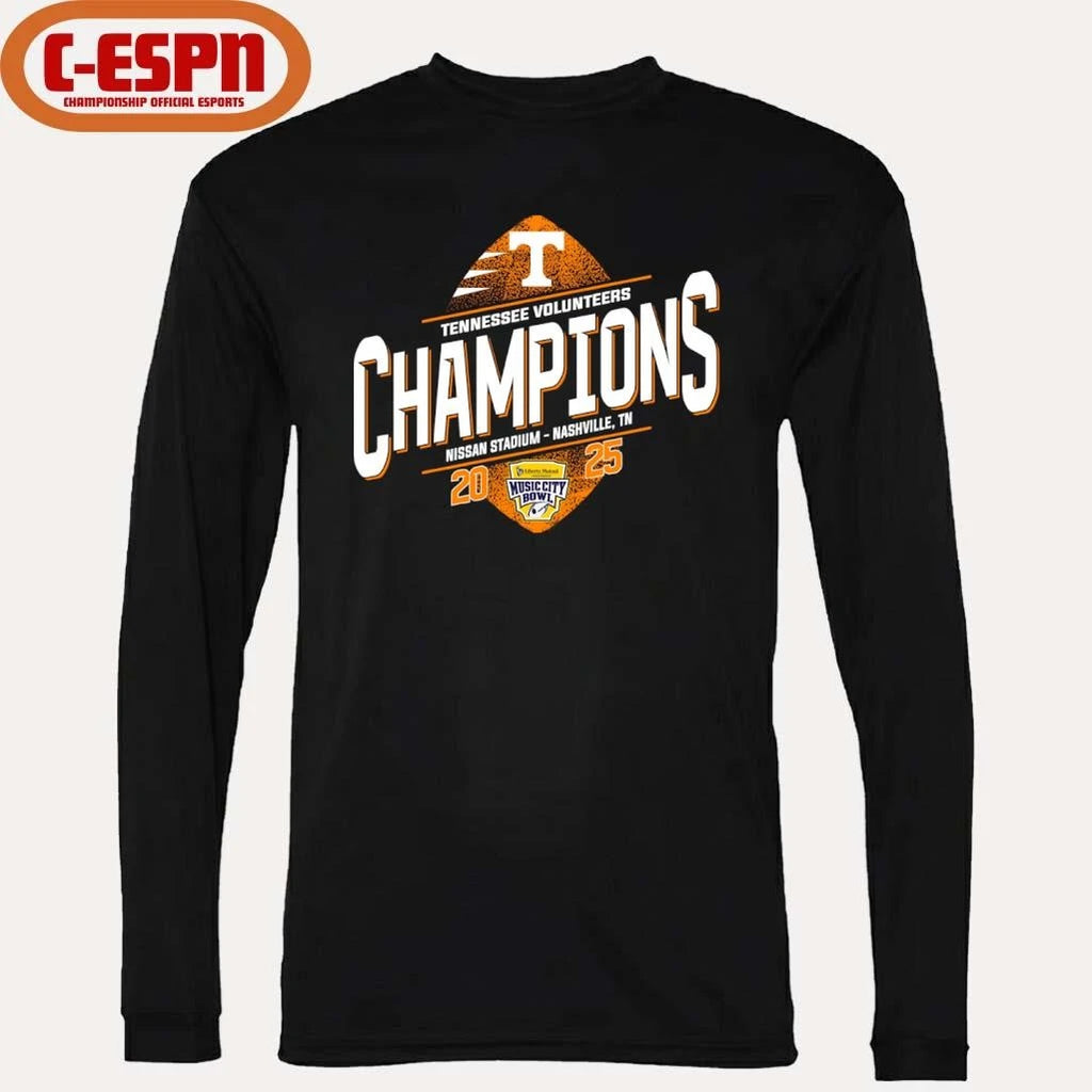 Official Tennessee Football 2025 Music City Bowl Champions T-Shirt
