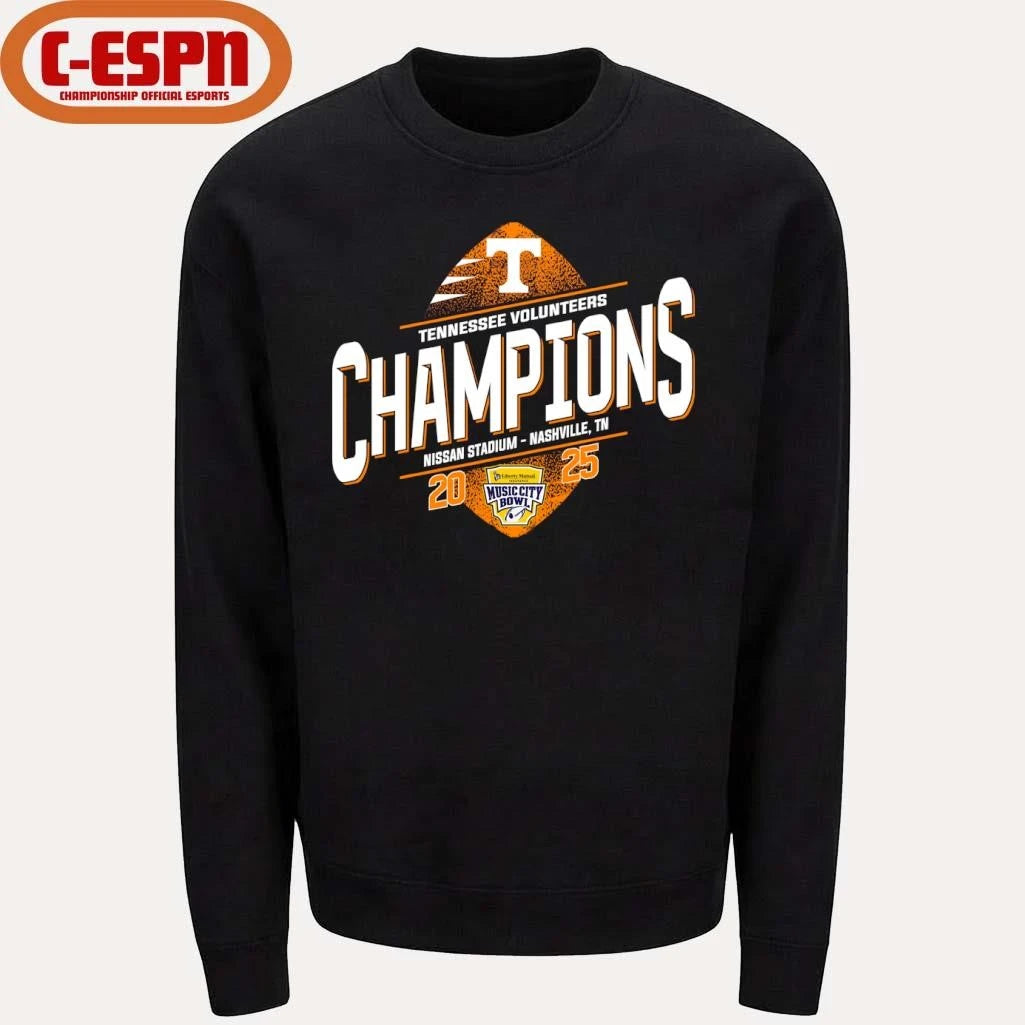 Official Tennessee Football 2025 Music City Bowl Champions T-Shirt