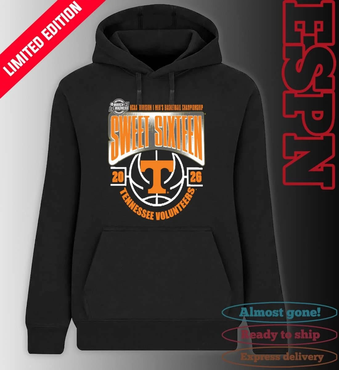 Official Tennessee Volunteers Sweet 16 NCAA DI Men’s Basketball Tournament March Madness 2026 T-Shirt