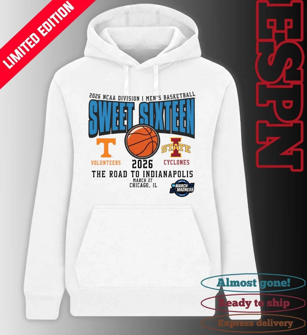 Official Tennessee Vs Iowa State 2026 NCAA DI Men’s Basketball Tournament Sweet Sixteen T-Shirt
