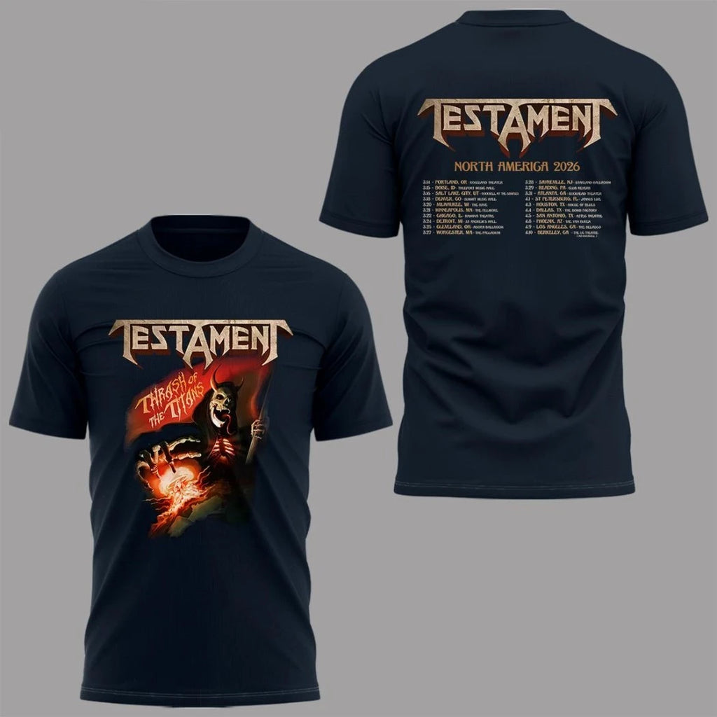 Official Testament Thrash Of The Titans North America 2026 Tour Shirt