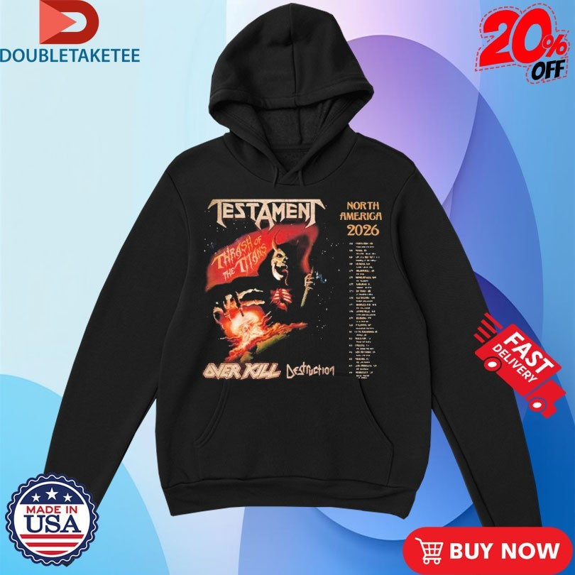 Official Testament Thrash Of The Titans North America Tour 2026 Dates Shirts