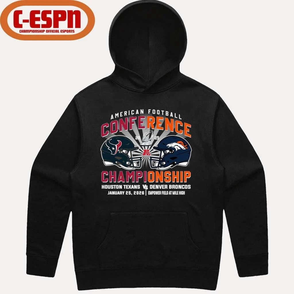 Official Texans Vs Broncos AFC Conference Championship Duel Helmet T-Shirt