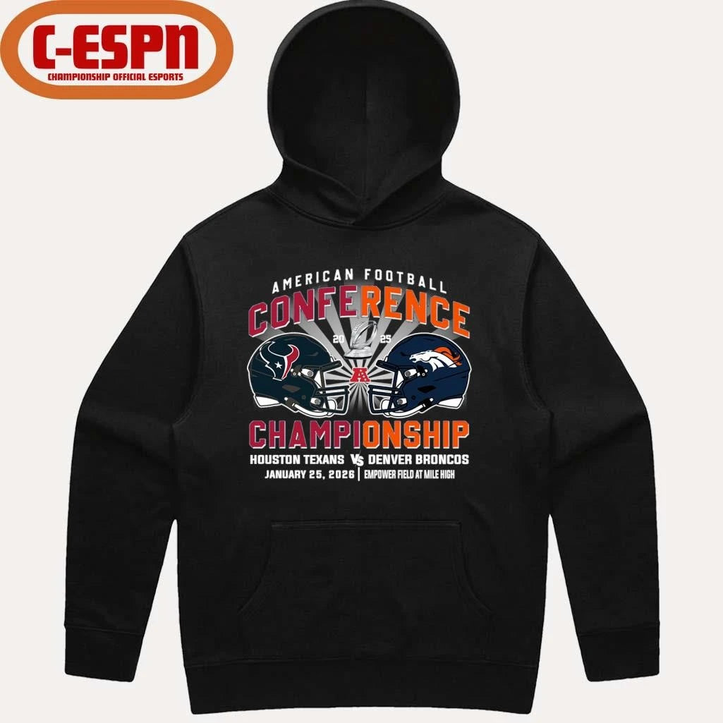 Official Texans Vs Broncos AFC Conference Championship Duel Helmet T-Shirt
