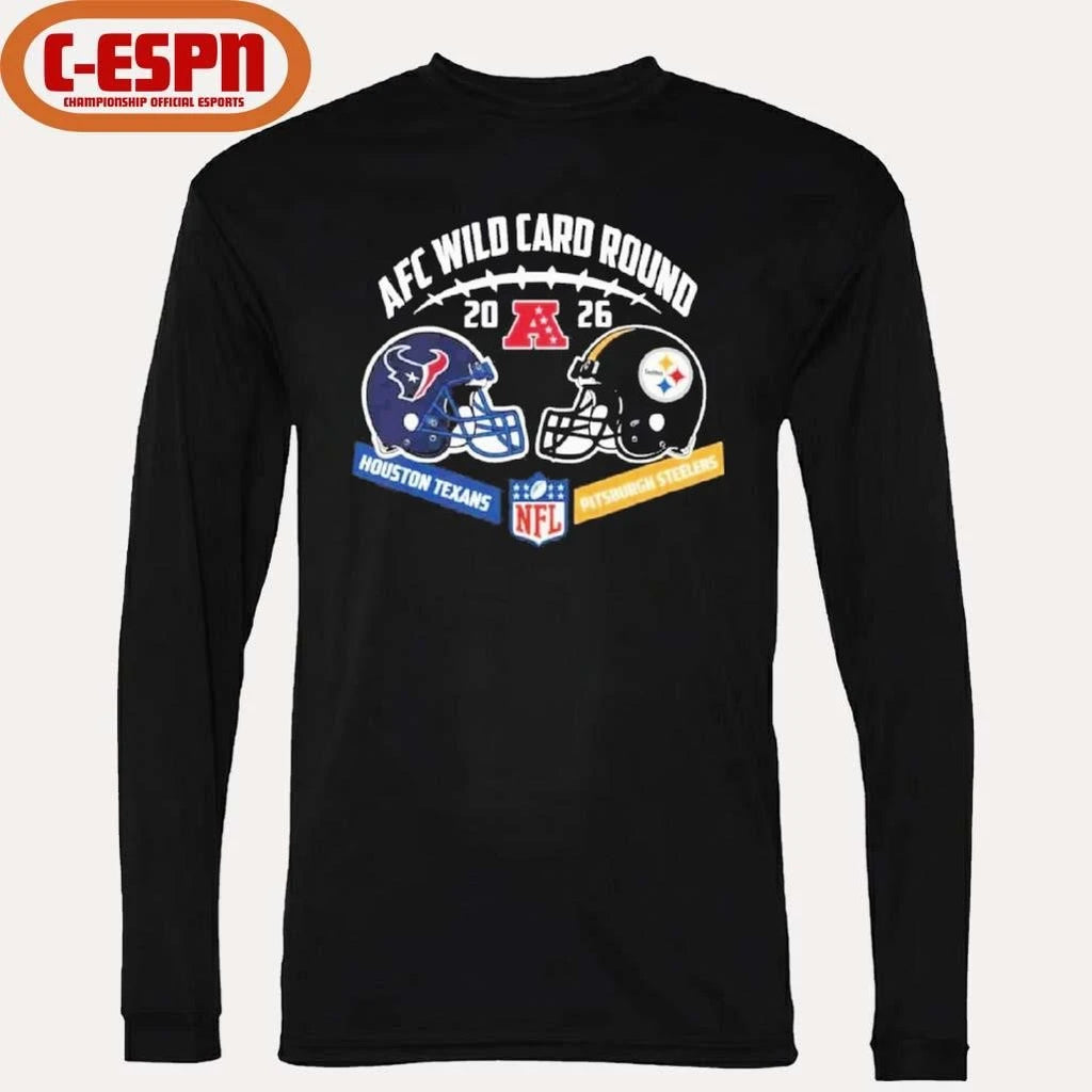 Official Texans Vs Steelers AFC Wild Card Round Helmet Matchup T-Shirt