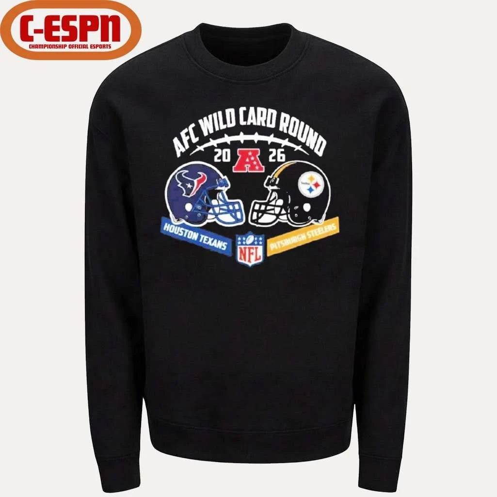 Official Texans Vs Steelers AFC Wild Card Round Helmet Matchup T-Shirt