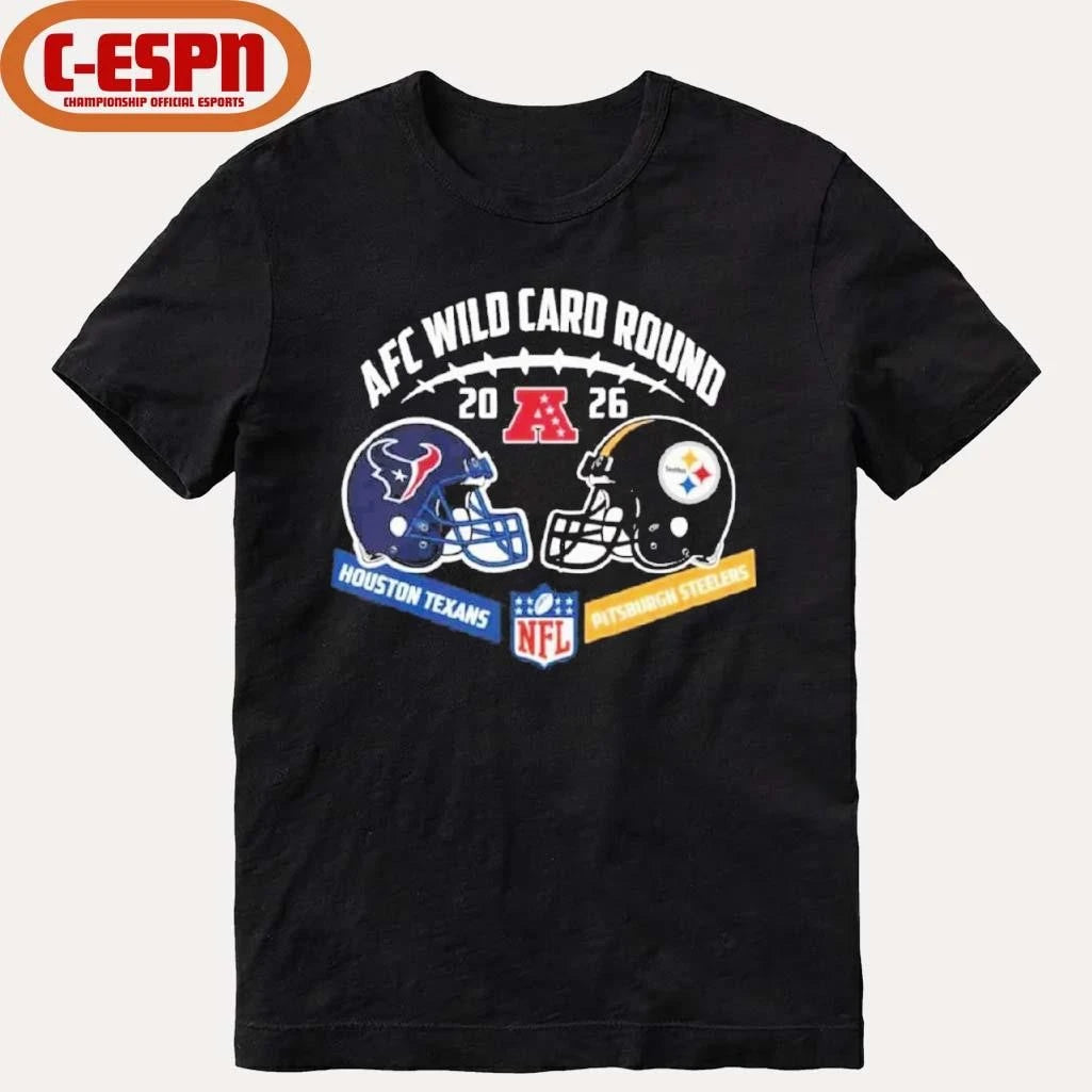 Official Texans Vs Steelers AFC Wild Card Round Helmet Matchup T-Shirt