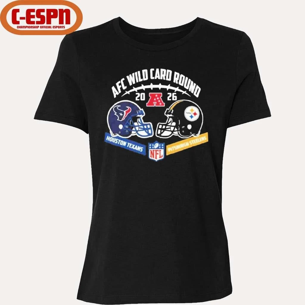 Official Texans Vs Steelers AFC Wild Card Round Helmet Matchup T-Shirt