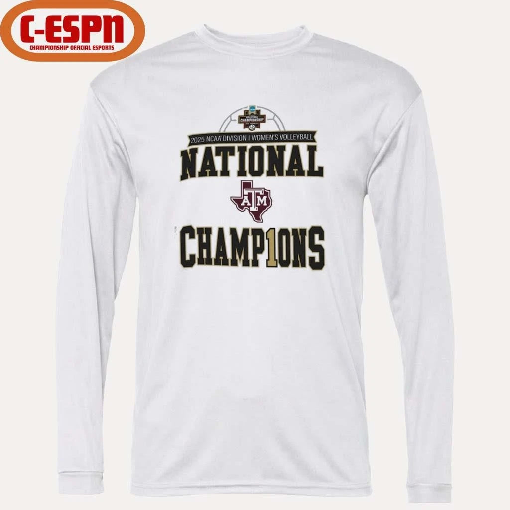 Official Texas A&amp;M Aggies 2025 NCAA Women’s Volleyball National Champions Locker Room T-Shirt