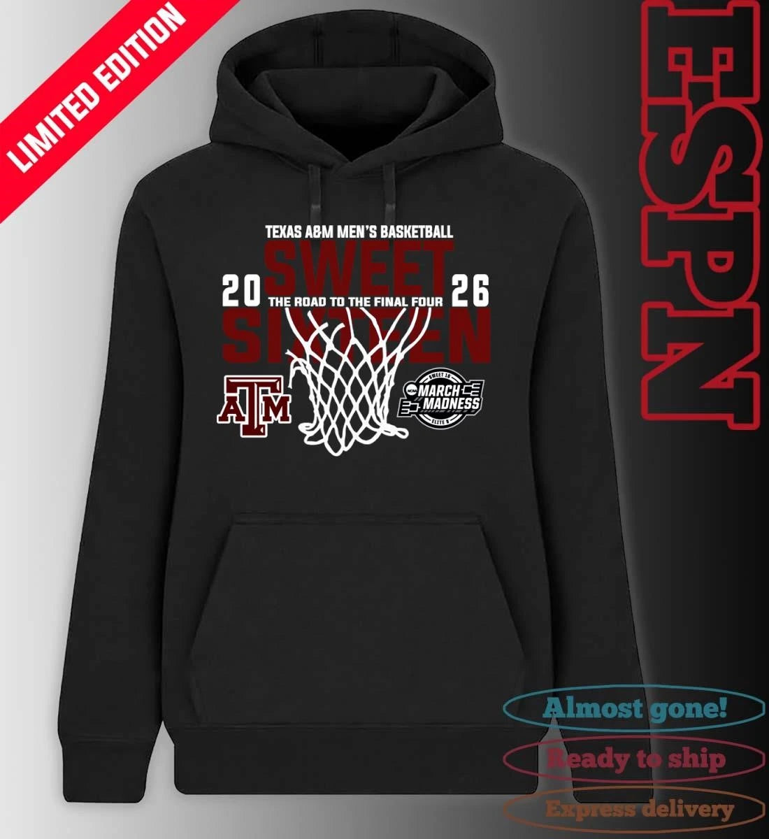 Official Texas A&amp;M Men’s Basketball 2026 Sweet Sixteen The Road To The Final Four Shirt