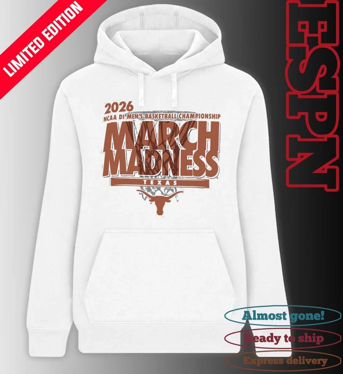 Official Texas Longhorns 2026 NCAA DI Basketball March Madness – First Four Shirt
