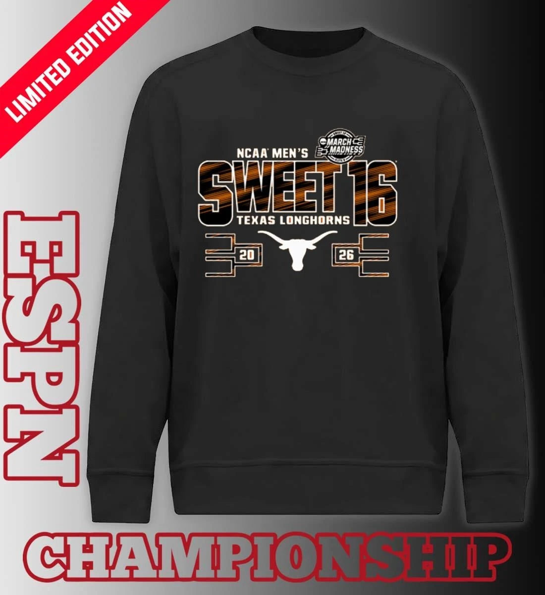 Official Texas Longhorns 2026 NCAA March Madness Sweet 16 Bound Net Shirt