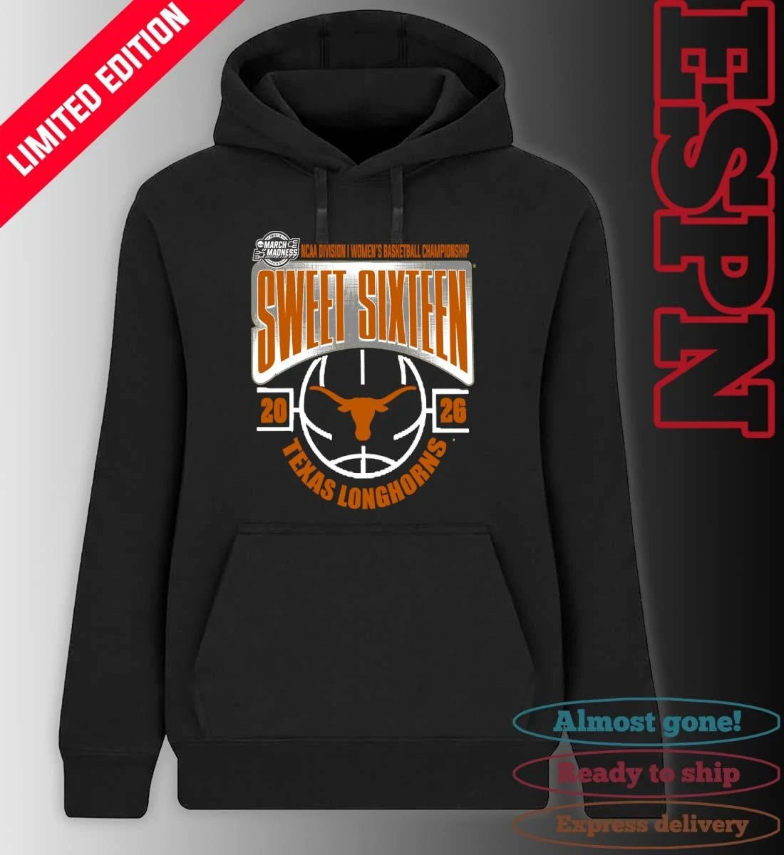 Official Texas Longhorns Sweet 16 NCAA DI Women’s Basketball Tournament March Madness 2026 T-Shirt