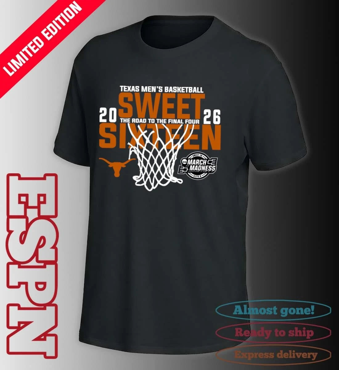 Official Texas Men’s Basketball 2026 Sweet Sixteen The Road To The Final Four Shirt