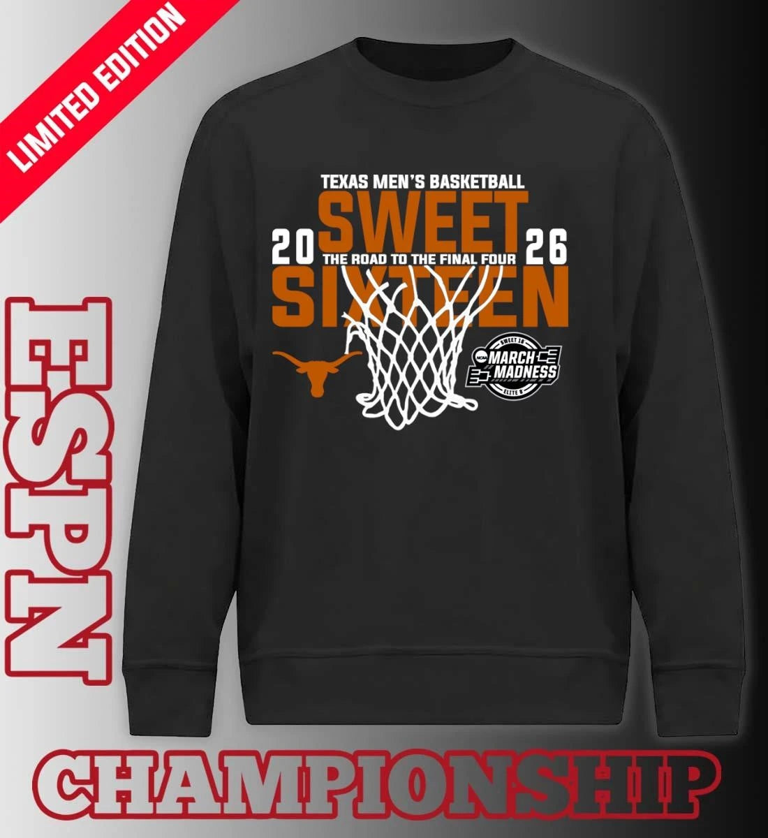 Official Texas Men’s Basketball 2026 Sweet Sixteen The Road To The Final Four Shirt