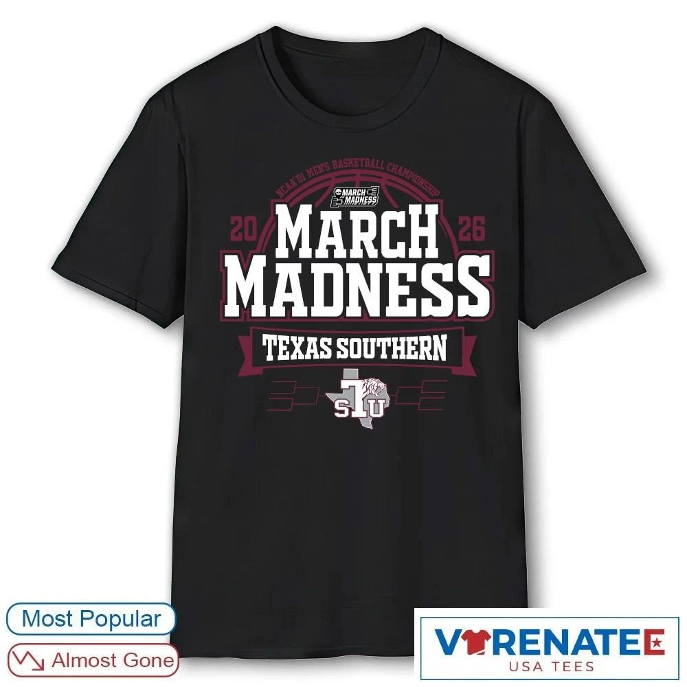 Official Texas Southern Tigers 2026 NCAA DI Men’s Basketball Championship March Madness Bound T-Shirt