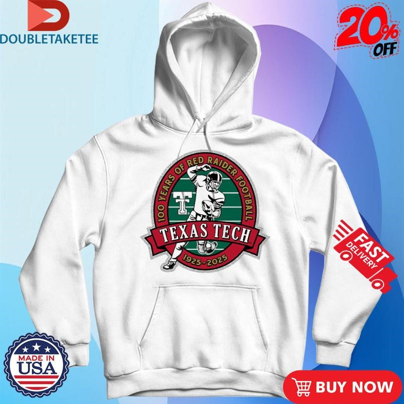 Official Texas Tech 100 Years Of Red Raiders Football Player 1925 2025 Shirts