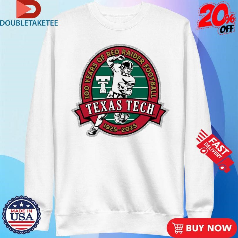 Official Texas Tech 100 Years Of Red Raiders Football Player 1925 2025 Shirts