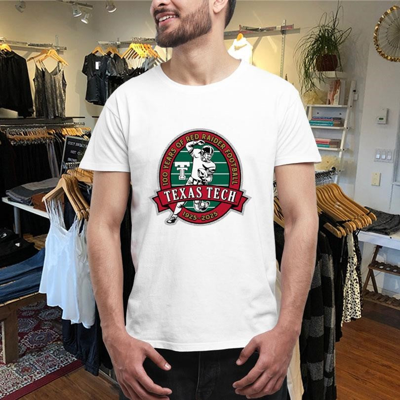 Official Texas Tech 100 Years Of Red Raiders Football Player 1925 2025 Shirts