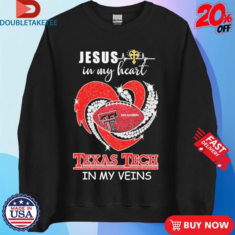 Official Texas Tech Red Raiders In My Veins Jesus In My Heart Diamond Shirts