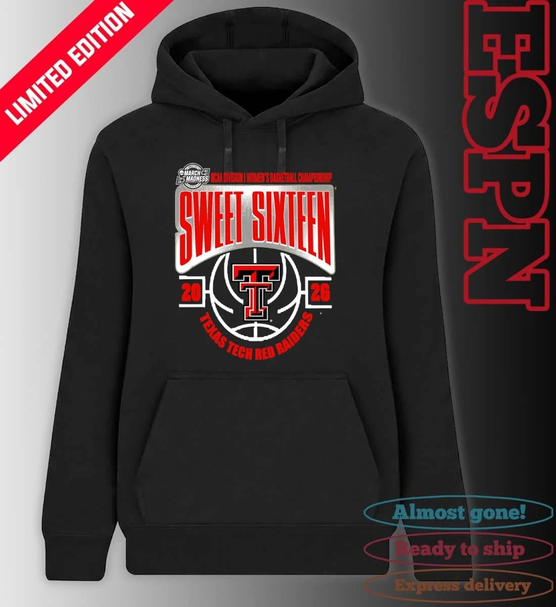Official Texas Tech Red Raiders Sweet 16 NCAA DI Women’s Basketball Tournament March Madness 2026 T-Shirt