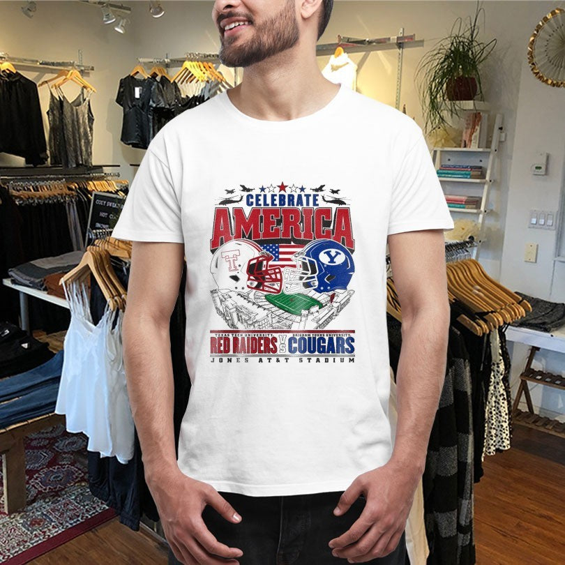 Official Texas Tech Red Raiders Vs BYU Cougars Celebrate America Game Day Jones AT&amp;T Stadium 2025 Flag Shirts