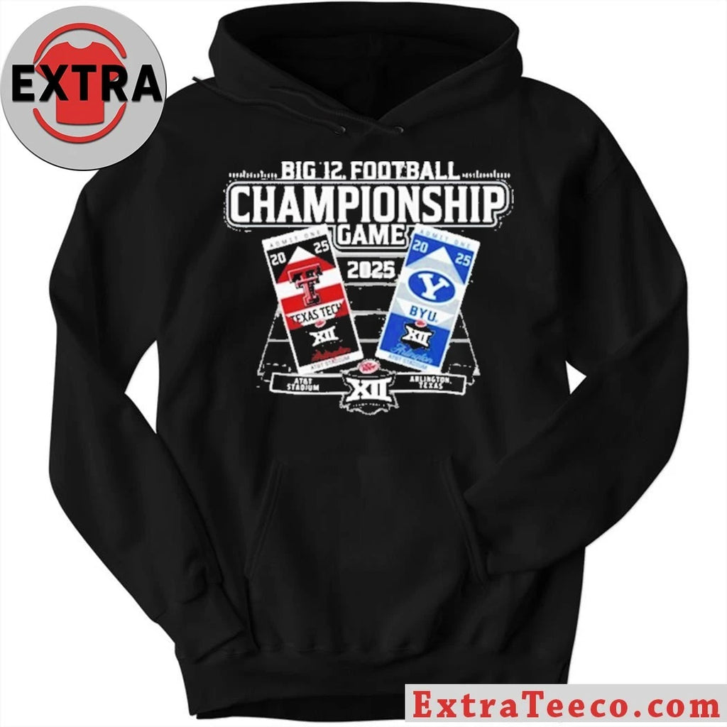 Official Texas Tech Red Raiders Vs Brigham Cougars Big 12 Football Championship Game 2025 At AT And T Stadium Texas Logo T-Shirt