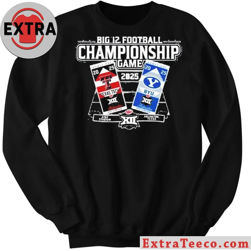 Official Texas Tech Red Raiders Vs Brigham Cougars Big 12 Football Championship Game 2025 At AT And T Stadium Texas Logo T-Shirt