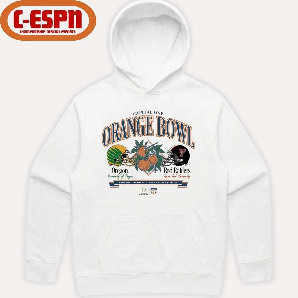 Official Texas Tech University vs. University Of Oregon 2026 Capital One Orange Bowl shirt