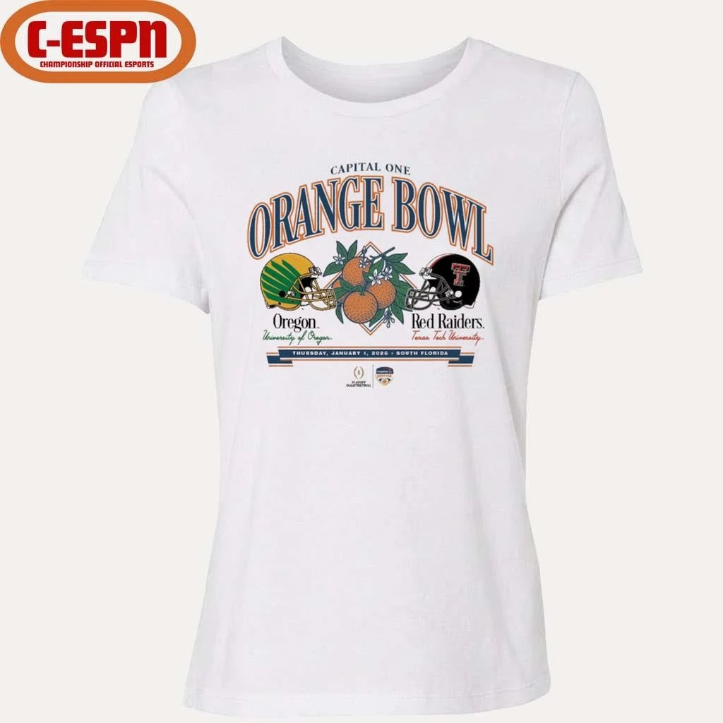 Official Texas Tech University vs. University Of Oregon 2026 Capital One Orange Bowl shirt