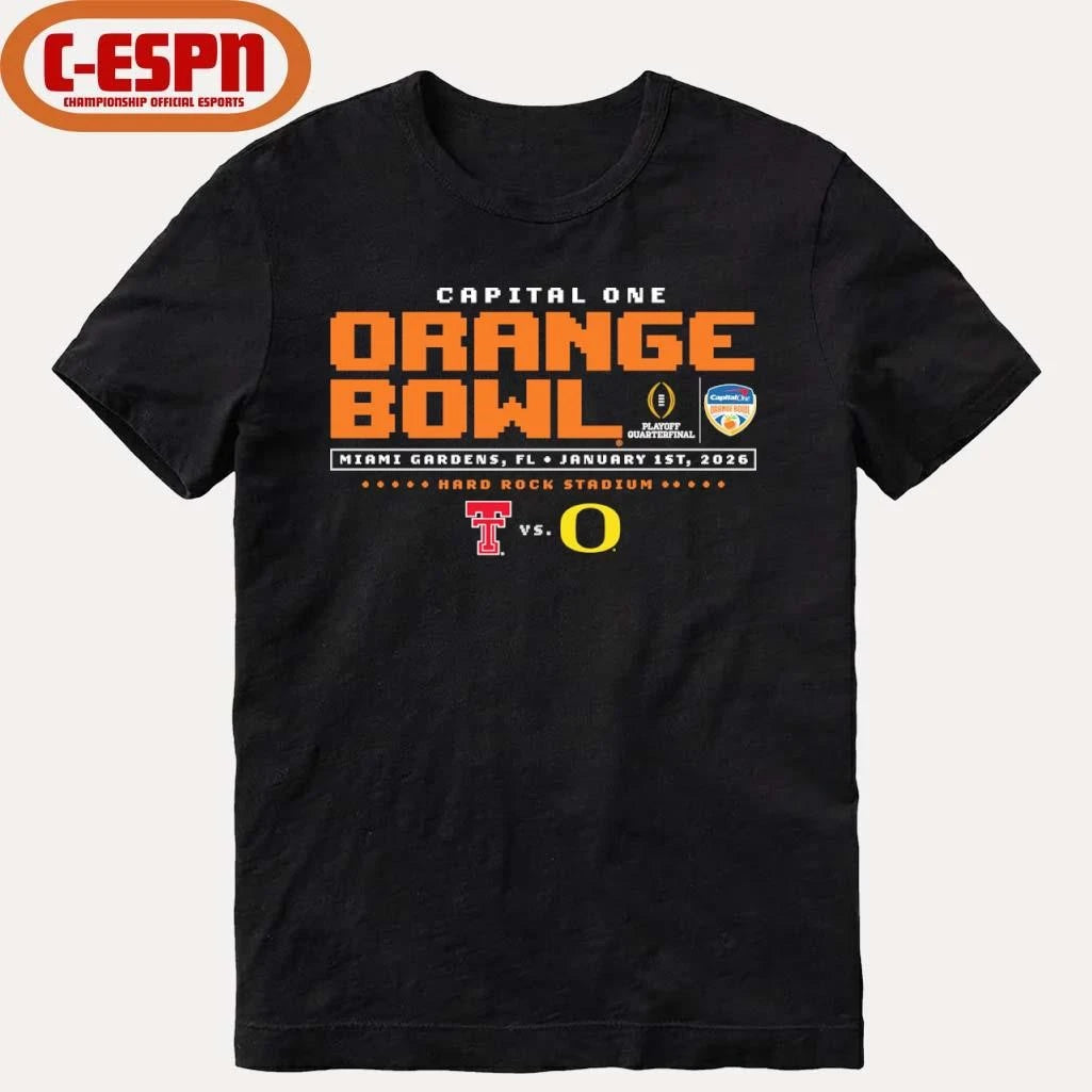 Official Texas Tech Vs Oregon 2025 Orange Bowl Shirt