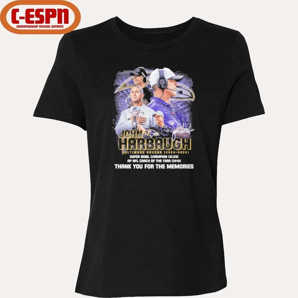 Official Thank You Baltimore Ravens John Harbaugh 2008-2025 T-Shirt