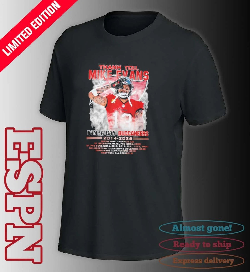 Official Thank You, Mike Evans Tampa Bay Buccaneers 2014-2026 Shirt