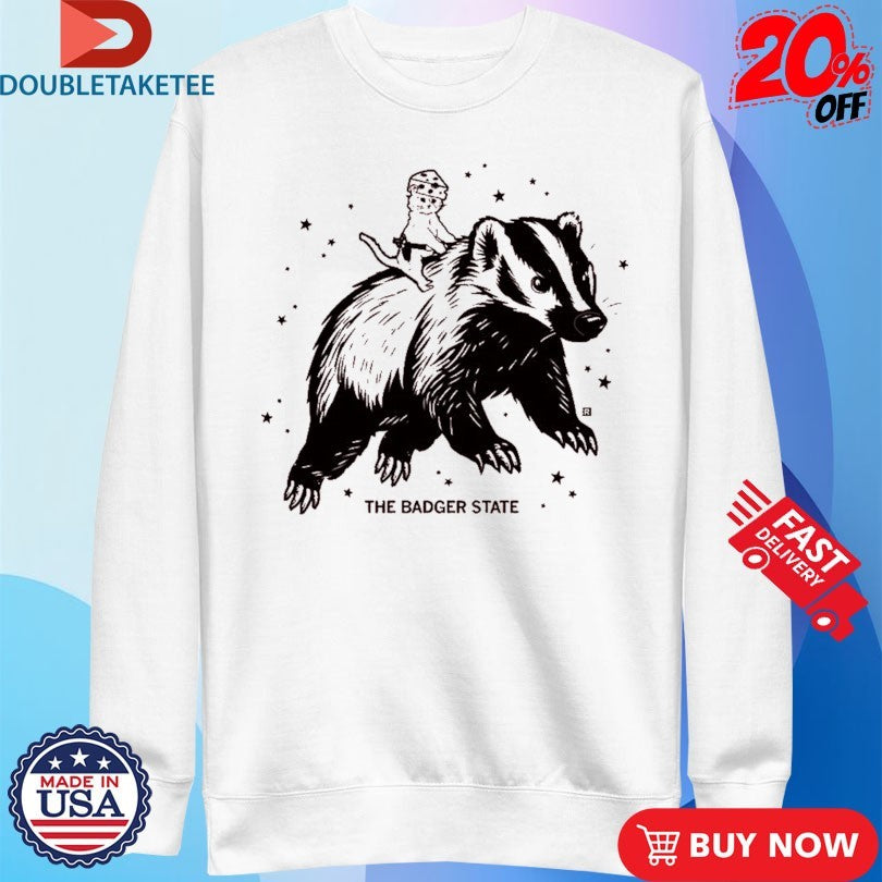 Official The Badger State Gary Riding Cat Cheese Shirts