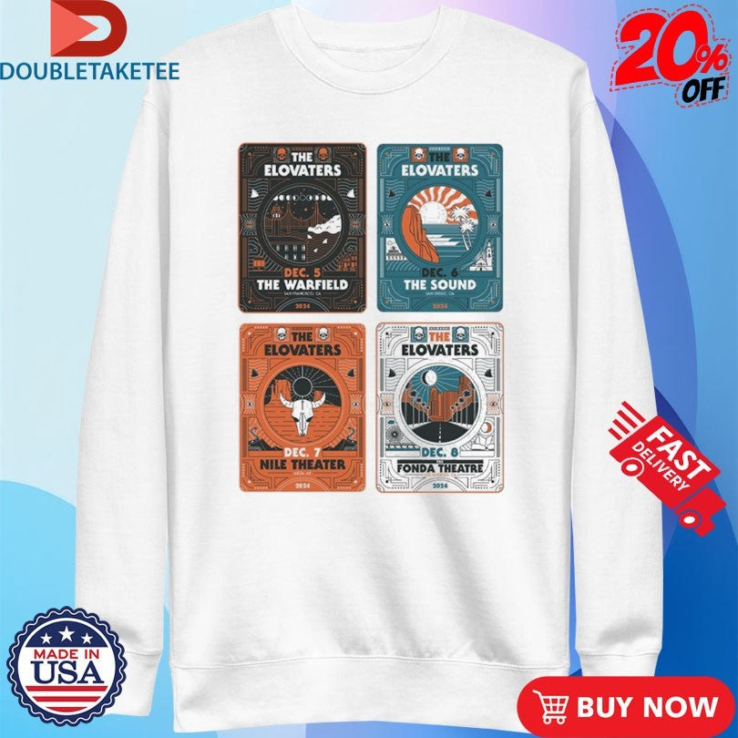 Official The Elovaters The Warfield The Sound Nile Theater Fonda 2024 Tour Shirts