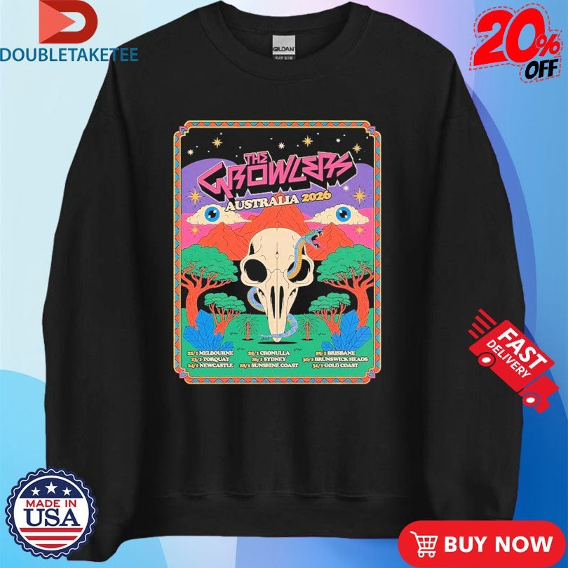 Official The Growlers Australia 2026 Tour Eyes Snake Skull Shirts